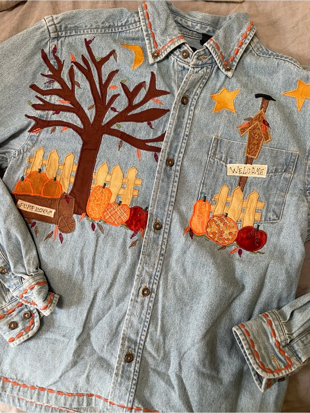 90s autumn denim button up